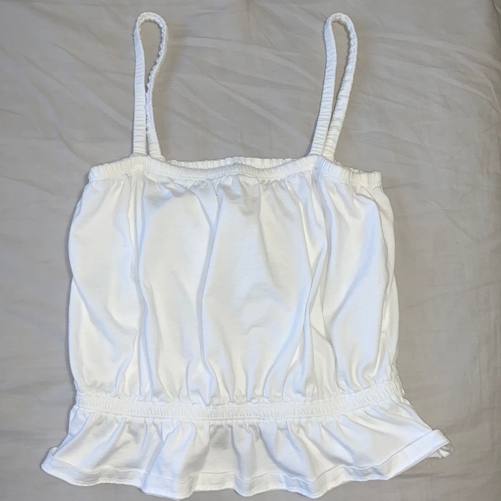 white ruffle tank top